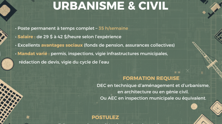 Offre d'emploi- inspecteur municipal urbanisme et civil