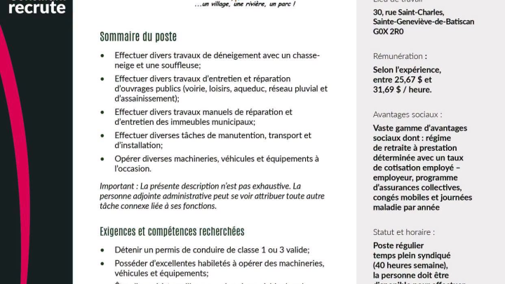 Offre d'emploi
