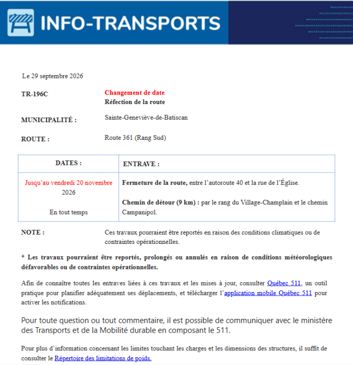 MISE À JOUR : ROUTE 361