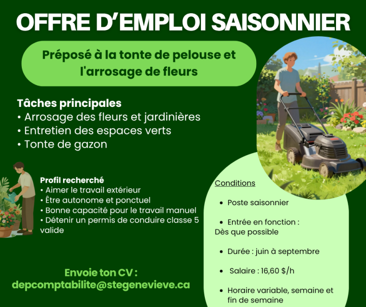 OFFRE D'EMPLOI SAISONNIER